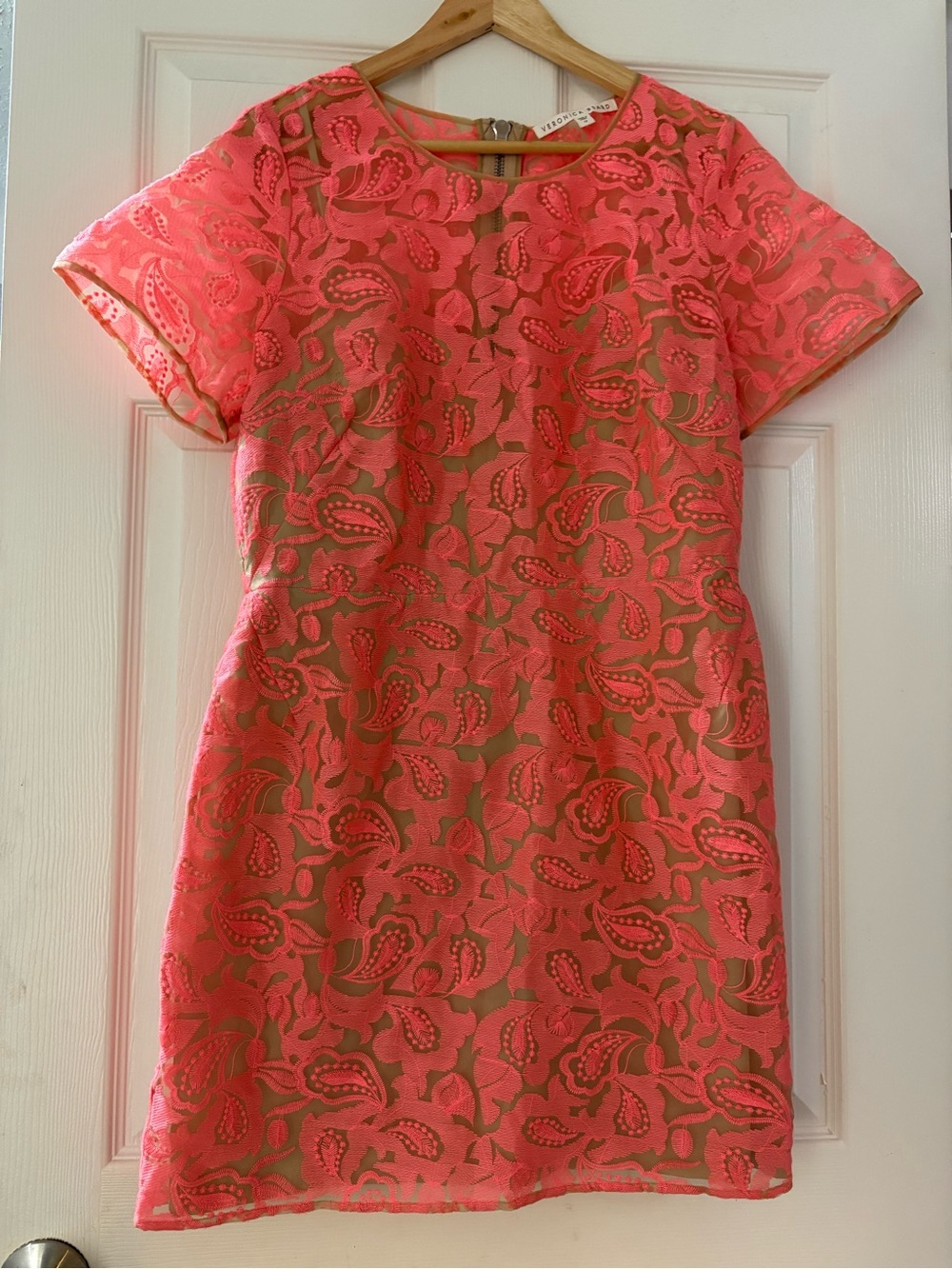 Veronica Beard Coral Lace Sheath Dress